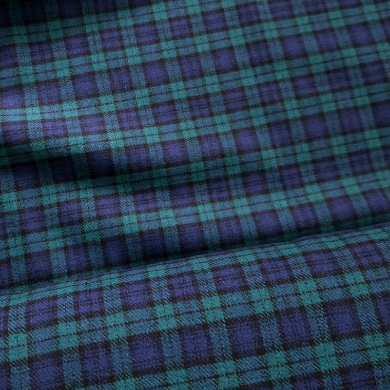 Bawełna 100% - Flanela, turkusowo-granatowa kratka (135g/m2)